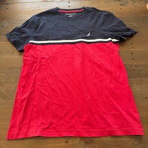 Nautica Navy and Red Crew Neck Tee